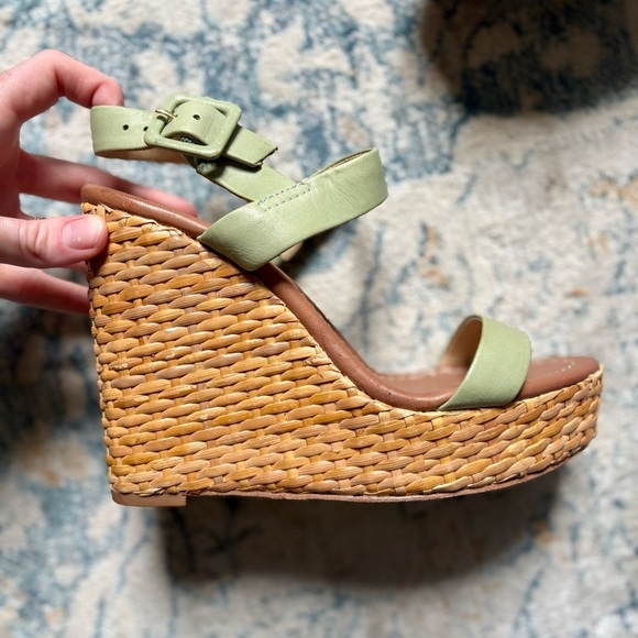 Kate Spade Dance Sea-foam Green Platform Basketweave Wedge Sandal Spring Sz 5.5 - Picture 2 of 8